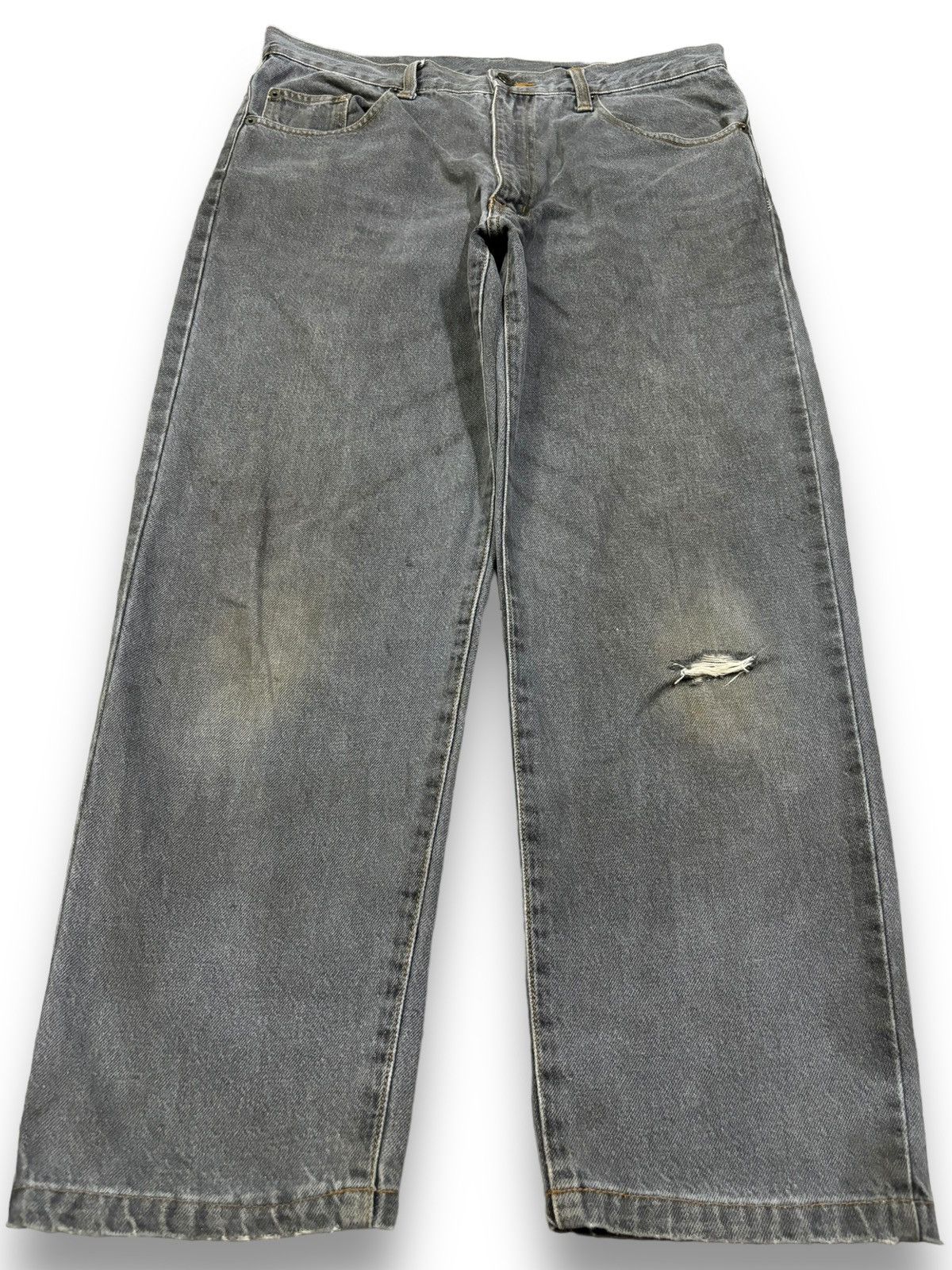 Vintage 90s Japanese Uniqlo Dirt Faded Baggy Ripped Jeans