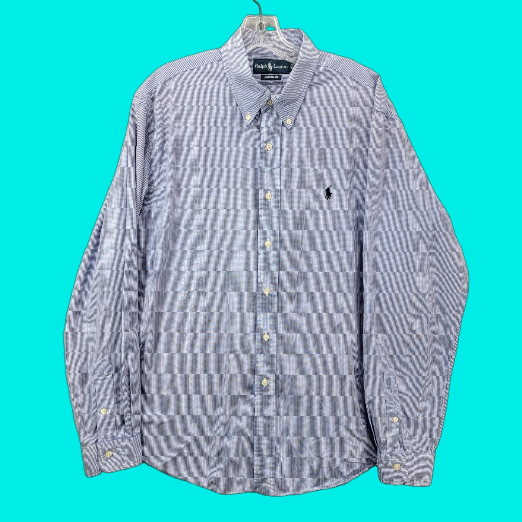 Polo Ralph Lauren Polo Ralph Lauren Shirt Men's XL Button-Down Long Sleeve Blue White Check graham pony Size US XL / EU 56 / 4 - 1 Thumbnail