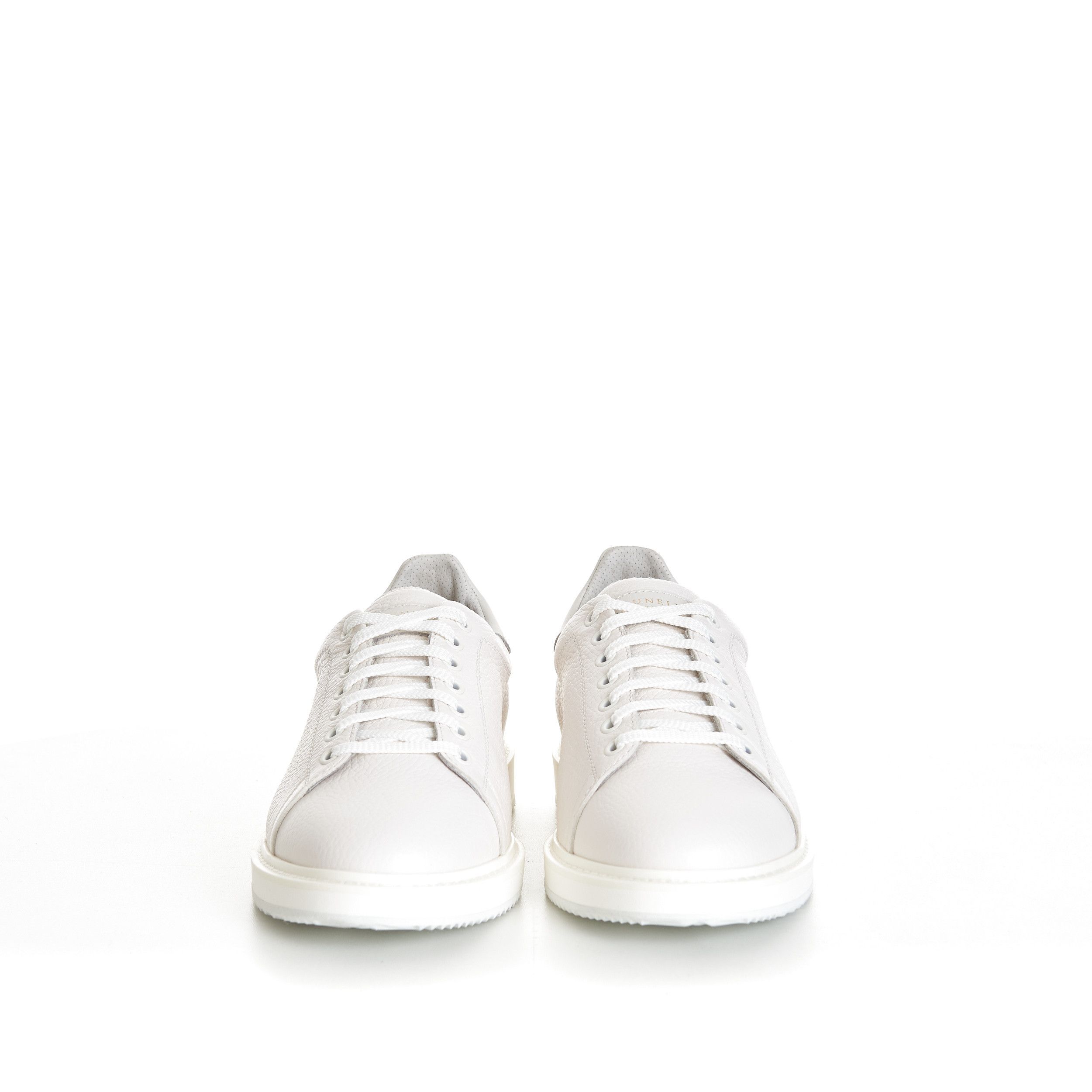 Brunello Cucinelli White Grained Calfskin Leather Low Top Sneakers Size US 6 / EU 39 - 2 Thumbnail