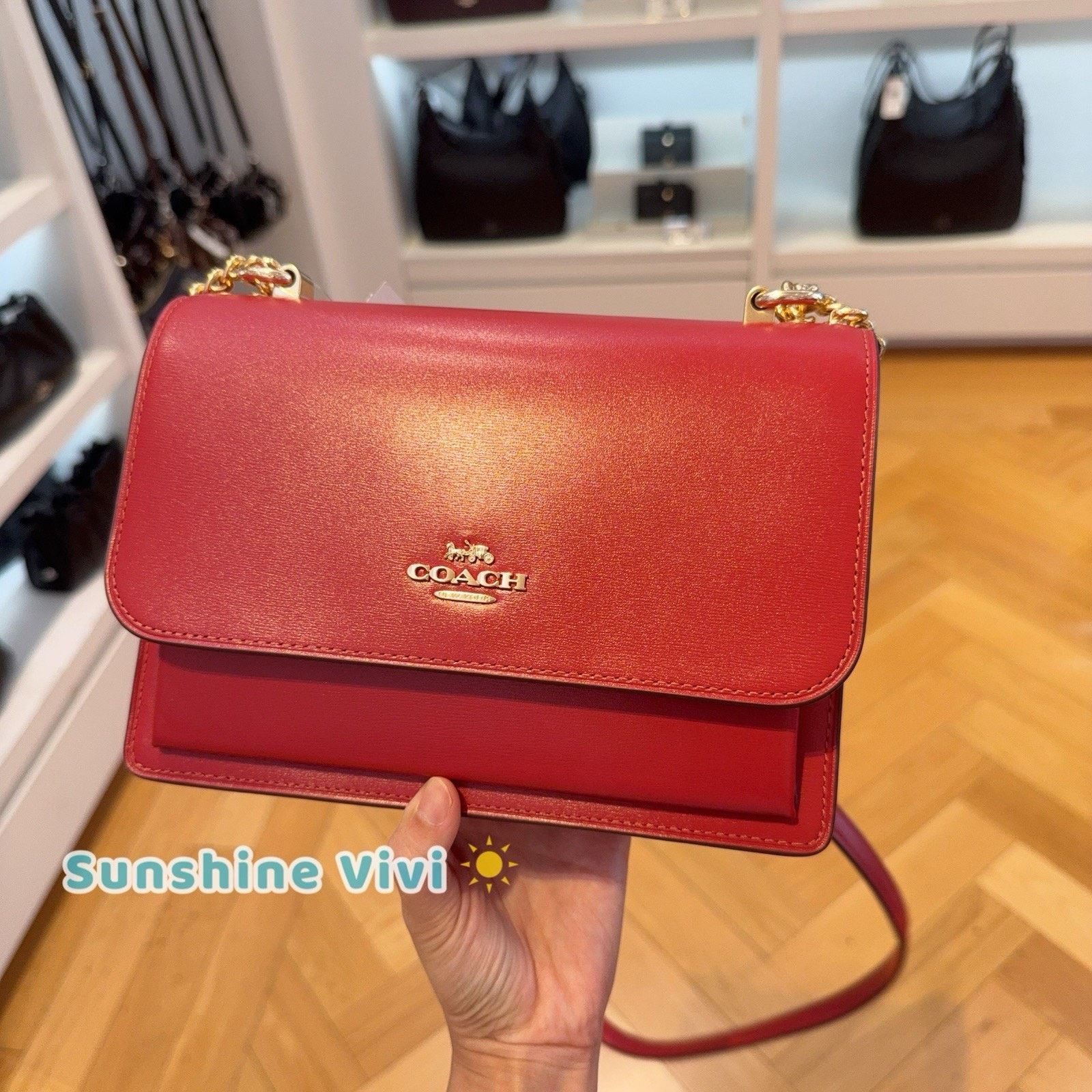 Coach NWT Coach Klare Crossbody Bag Leather CBI97 Gold/True Red Size ONE SIZE - 7 Thumbnail