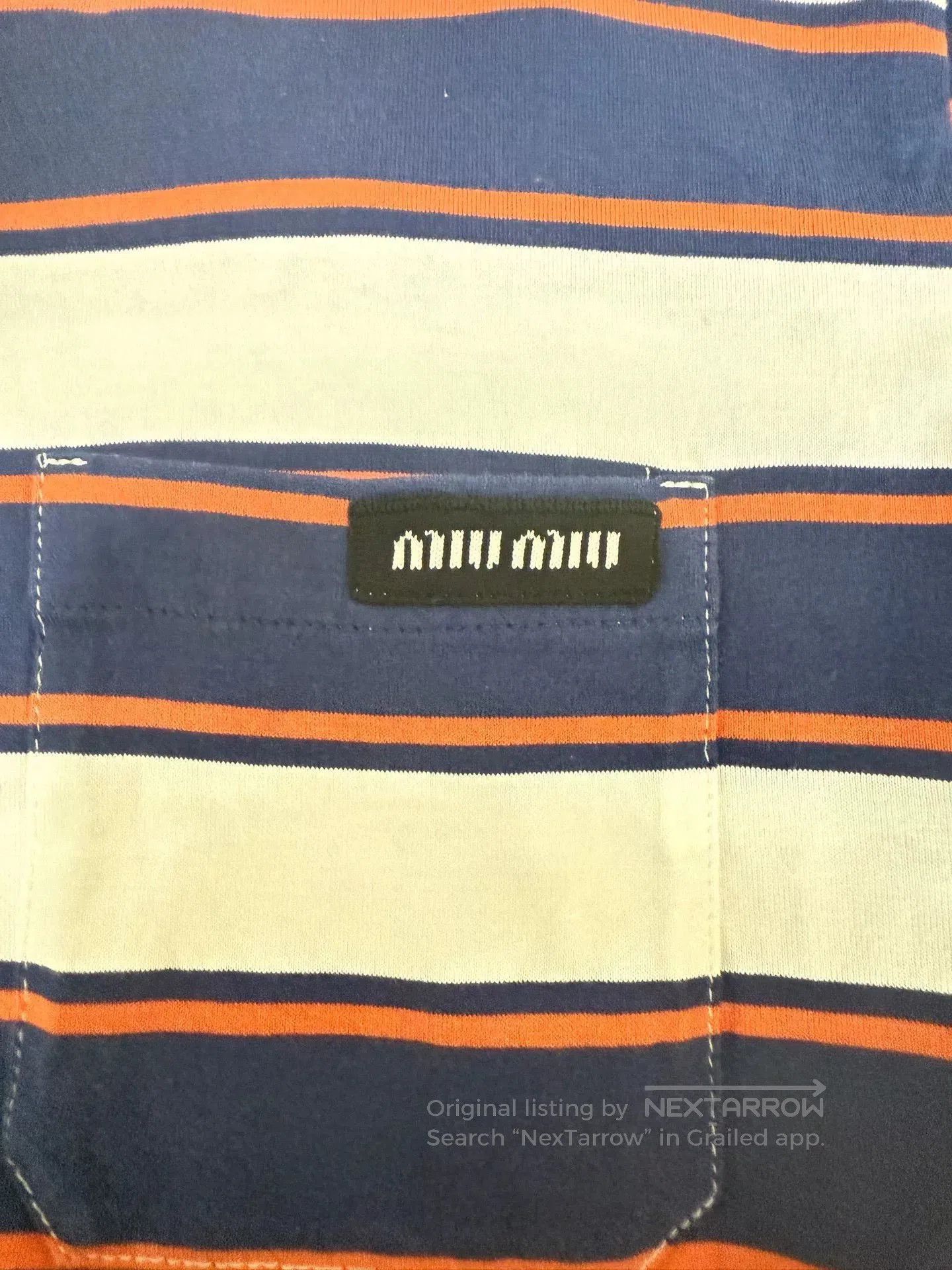Miu Miu Miu Miu 24SS Blue White Stripe Tee. Size XS / US 0-2 / IT 36-38 - 5 Thumbnail
