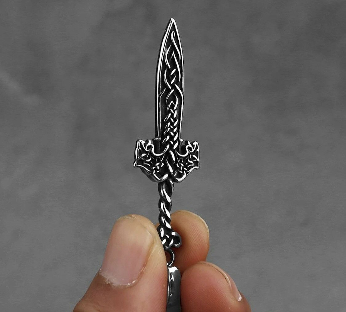 Jewelry Wolf Head Sword Chain Necklace Size ONE SIZE - 2 Thumbnail