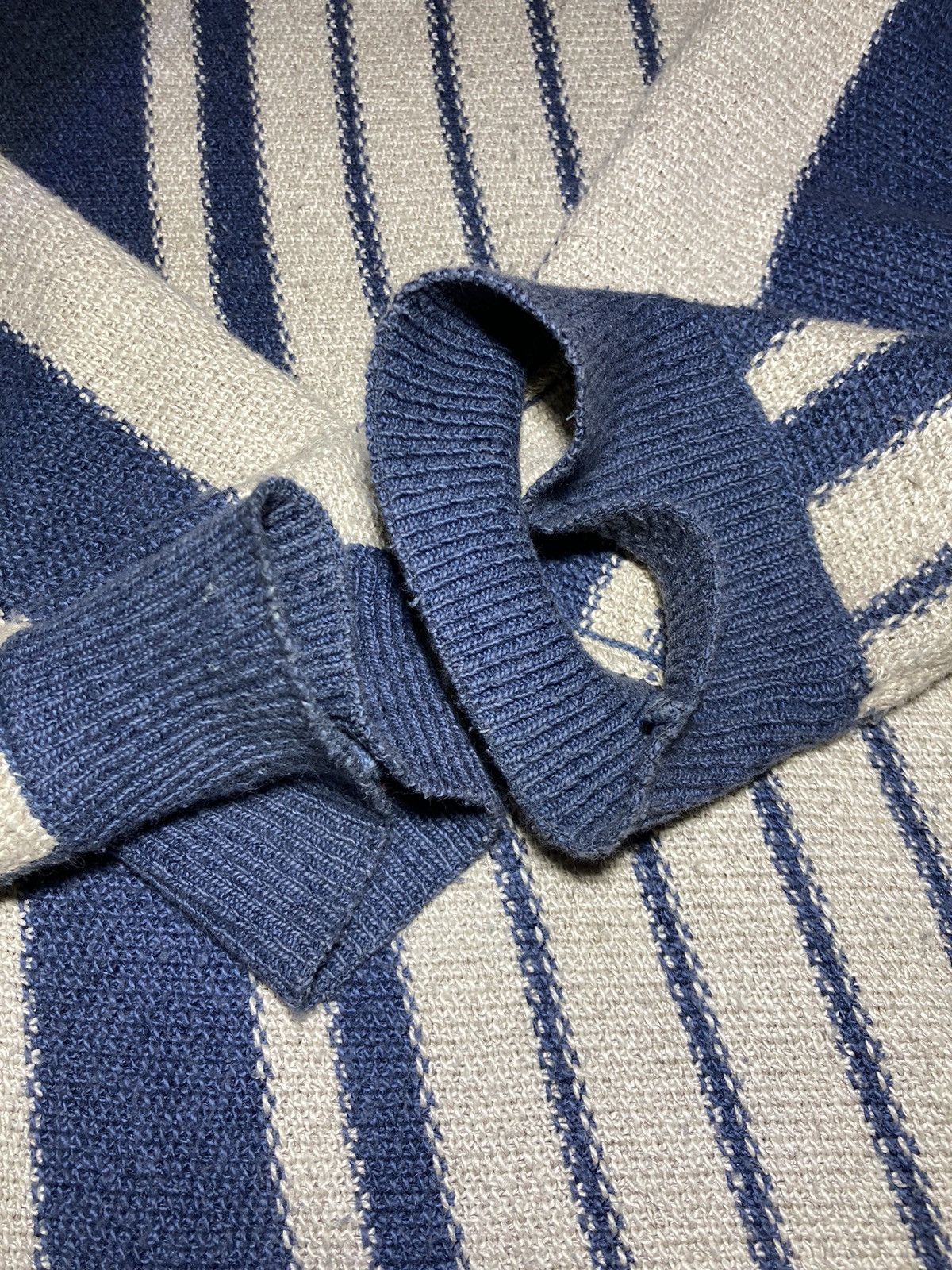 Lacoste Vintage 80s Spain Lacoste Striped Cardigan Logo 8 Navy 90s Size US L / EU 52-54 / 3 - 5 Thumbnail