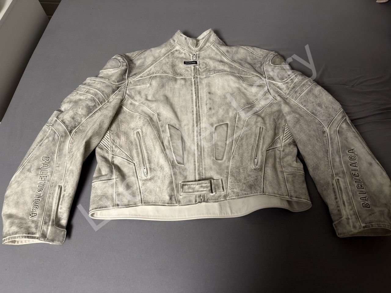 Balenciaga Balenciaga S23 Mudshow Oversized Biker Leather Jacket, Sz 2 Size US M / EU 48-50 / 2 - 2 Thumbnail