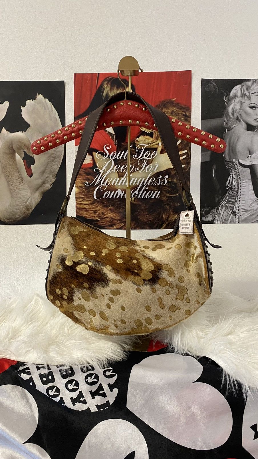 Vintage Vintage brown real fur shoulder bag Size ONE SIZE - 4 Thumbnail