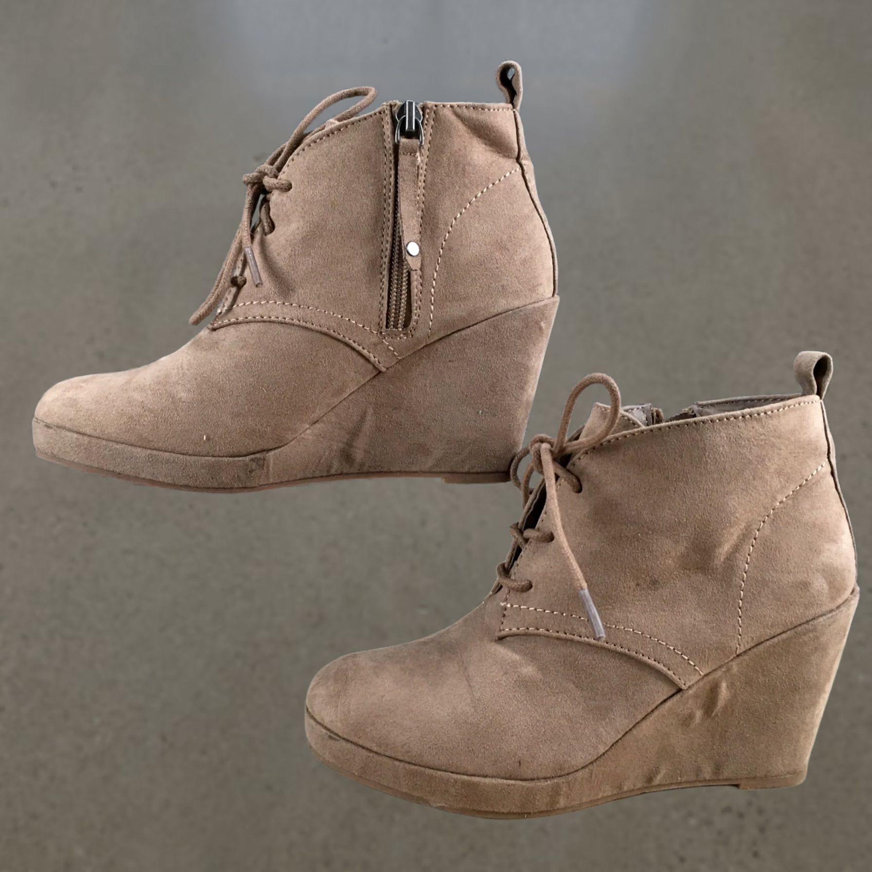 Dolce Vita DV Dolce Vita Boots Womens 6 Lace Up Wedge Ankle Booties Brown Fabric Side Zip Boots Shoes Women MD Heel Casual Autumn Winter Shoes Mens Womens Size US 6 / IT 36 - 1 Thumbnail
