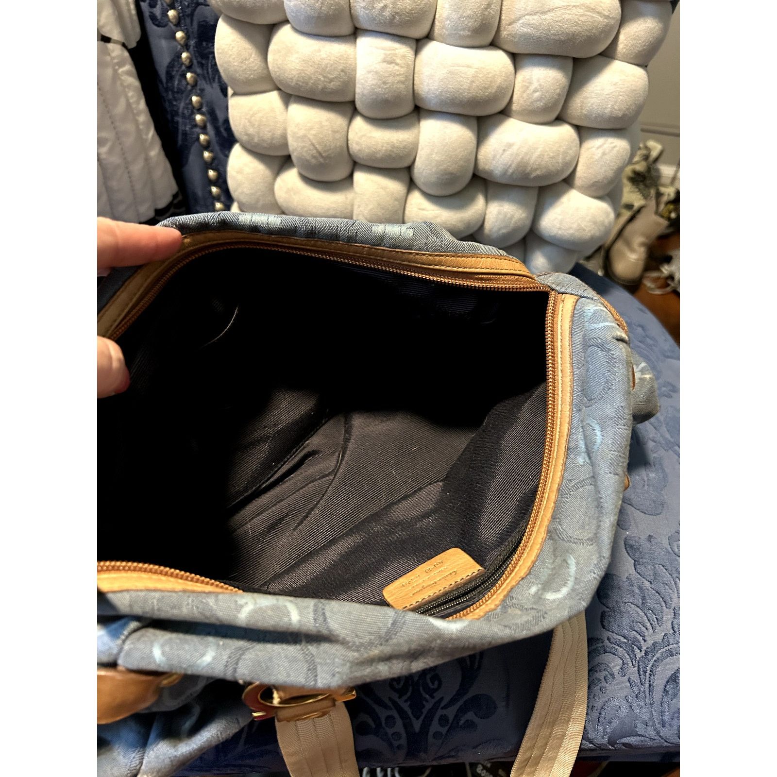 Salvatore Ferragamo Vintage Salvatore Ferragamo Gancini-pattern Blue Denim Size ONE SIZE - 14 Thumbnail