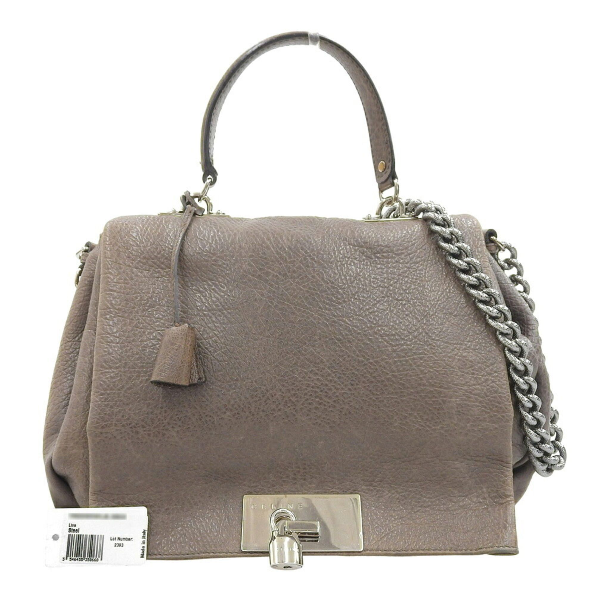 Celine Celine Bag Chain Shoulder Handbag 162293WLB 08IX Gray Leather Size ONE SIZE - 1 Thumbnail