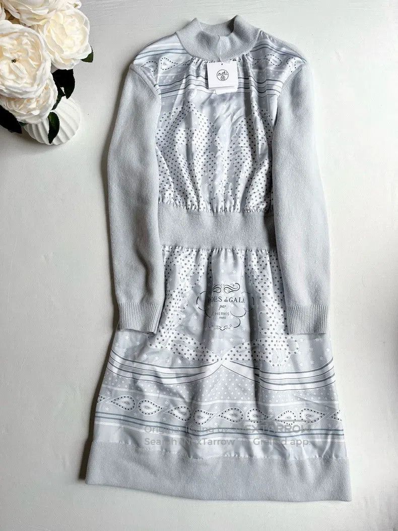 Hermes Hermes Wool and silk patchwork dress Size XS / US 0-2 / IT 36-38 - 1 Thumbnail