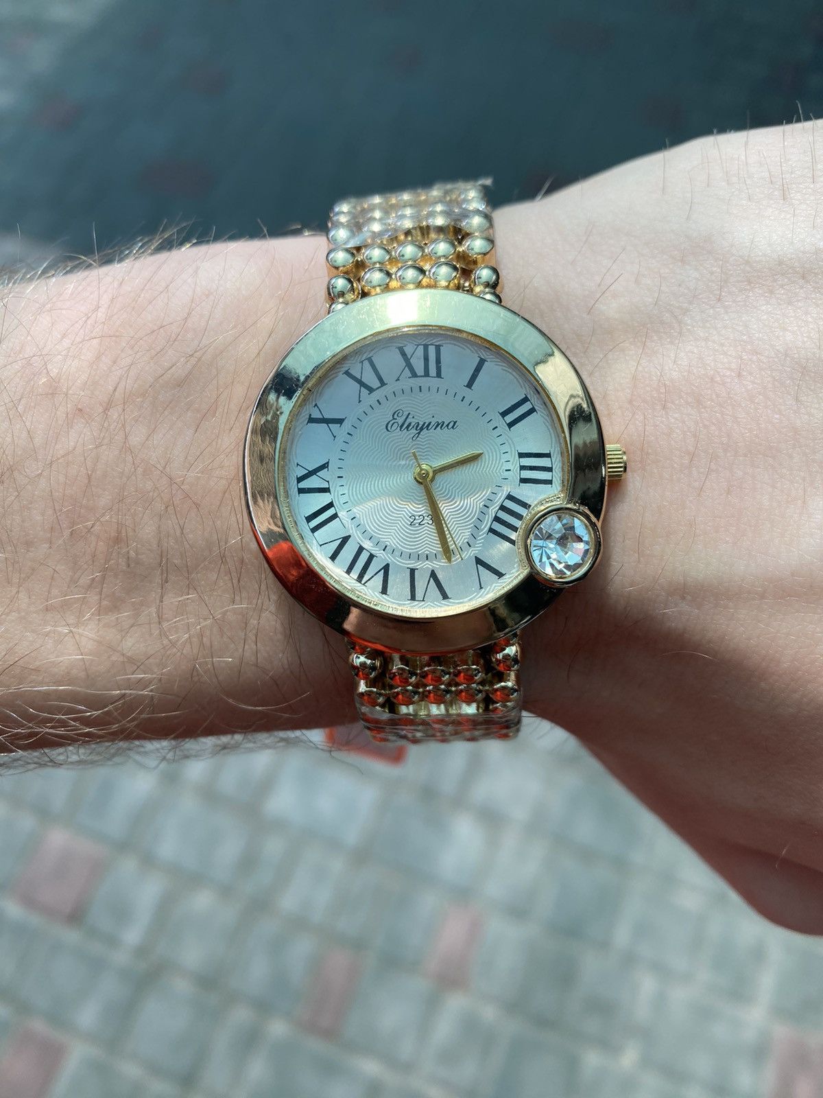 Japanese Brand Luxe Gold Watch - Bejeweled Strap Elegance Size ONE SIZE - 3 Thumbnail
