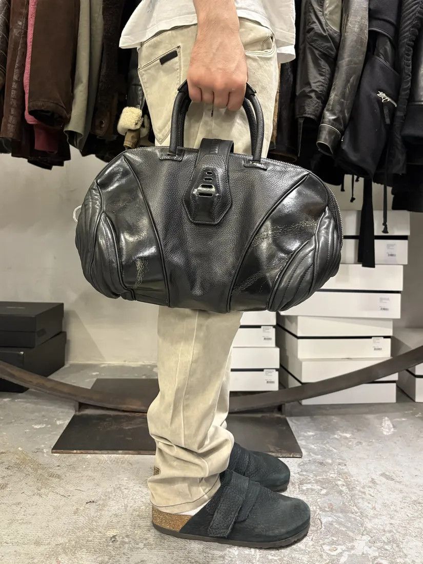 Jean Paul Gaultier × Vintage 2000s Jean Paul Gaultier Ballistic Black Reinforced Leather Handle Bag Size ONE SIZE - 2 Thumbnail