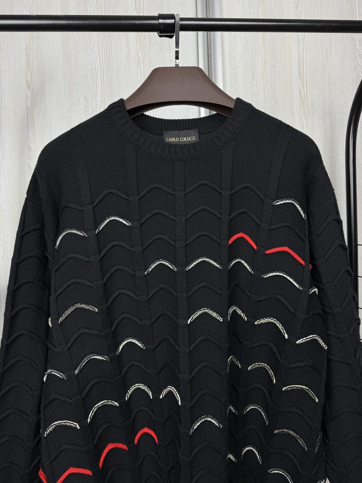 Carlo Colucci Carlo Colucci black cable knitted cotton sweater size 54 Size US L / EU 52-54 / 3 - 3 Thumbnail