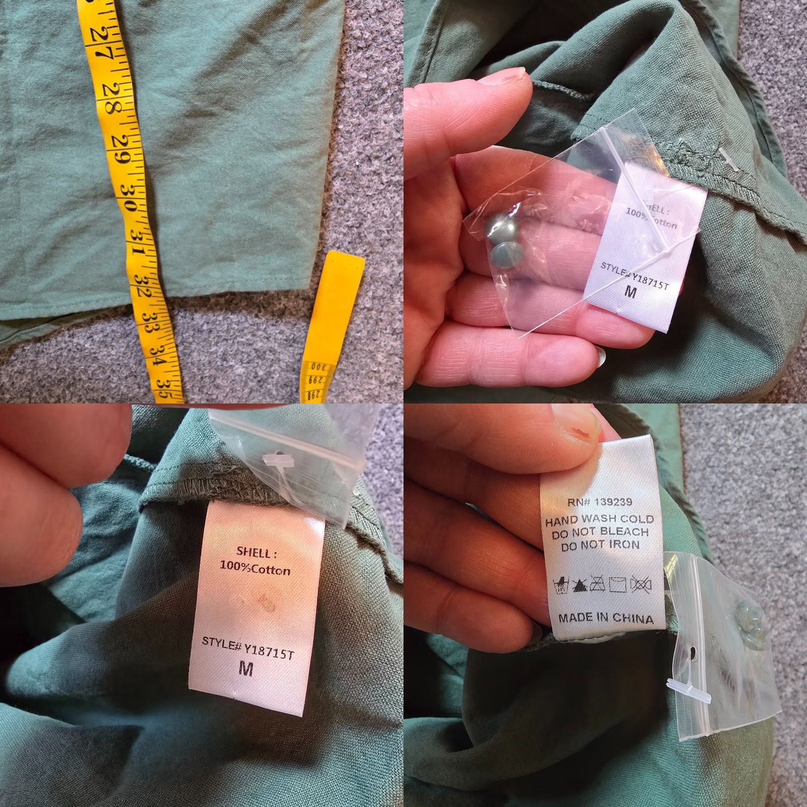 Vintage Pomander Place Dress Shirt Dress Womens Size M Green Polly Boxy Casual Collared Long Sleeve Pockets Knee Length Woven Cotton Size M / US 6-8 / IT 42-44 - 8 Thumbnail