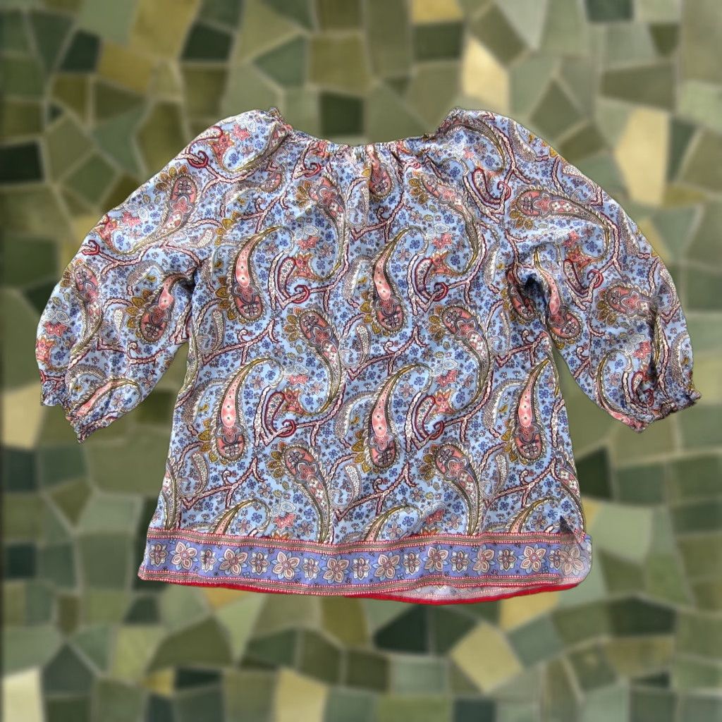Talbots Talbots Blouse Shirt Womens 3/4 Sleeve Tunic Floral Blue 100% Rayon Small Size S / US 4 / IT 40 - 1 Thumbnail