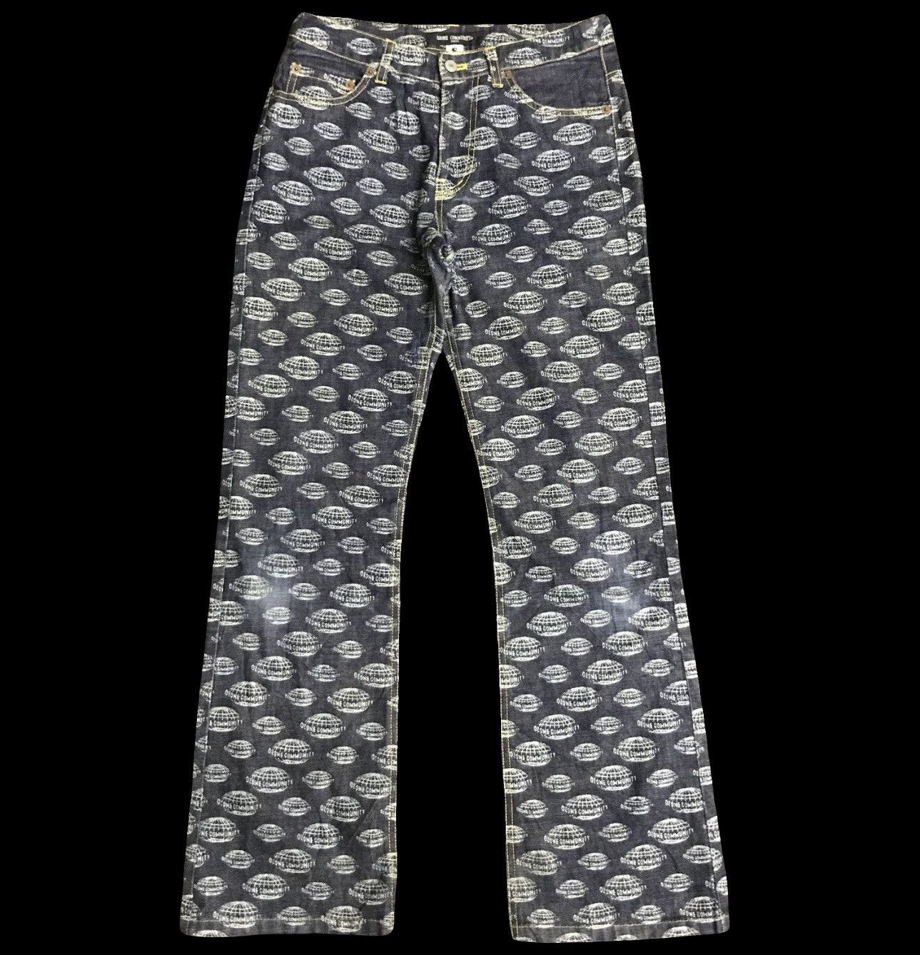 Japanese Brand D153 OZONE COMMUNITY Japan Full Print Flare Jeans Size US 26 / EU 42 - 1 Thumbnail