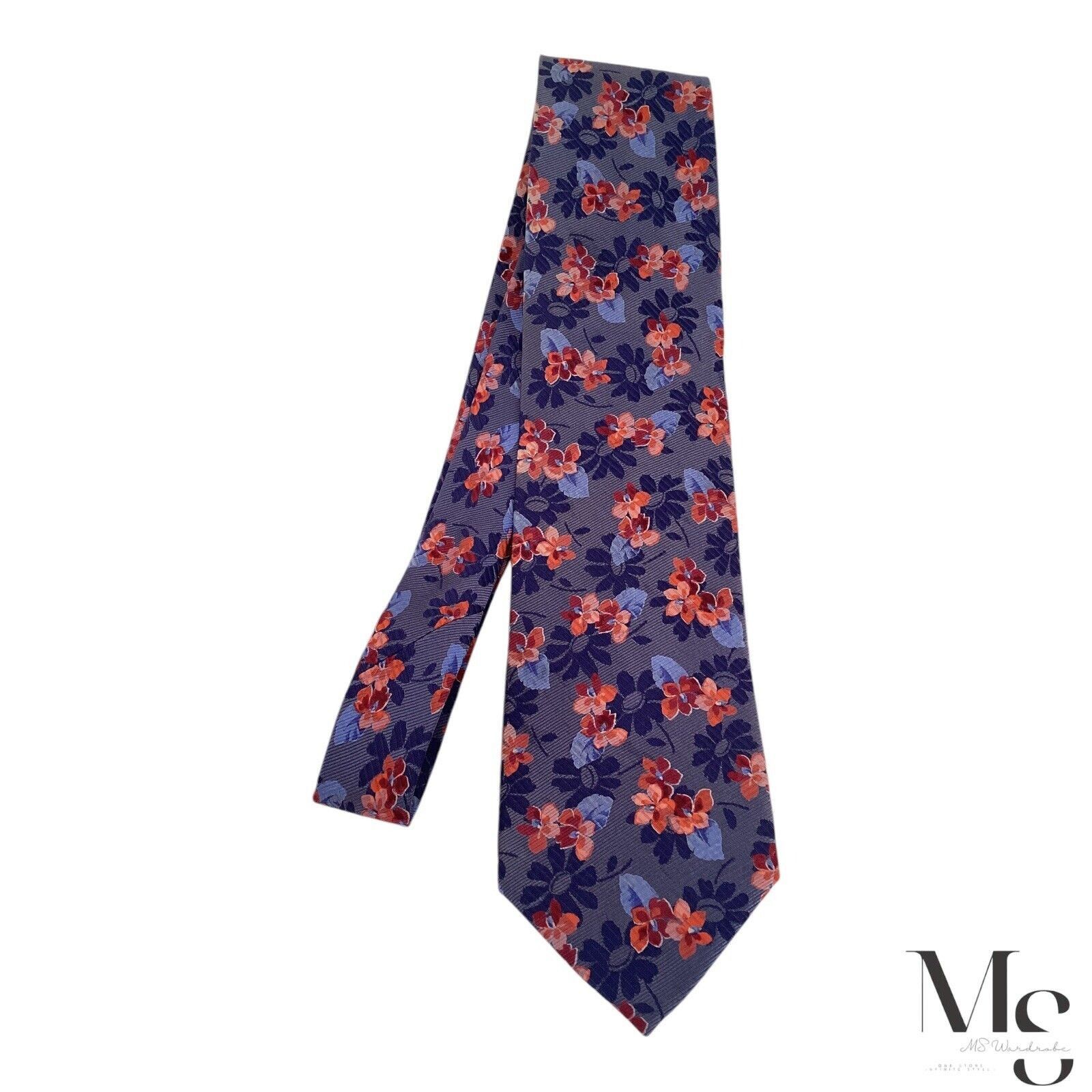Ermenegildo Zegna ERMENEGILDO ZEGNA Purple & Orange Floral Silk Tie Italy Size ONE SIZE - 6 Thumbnail