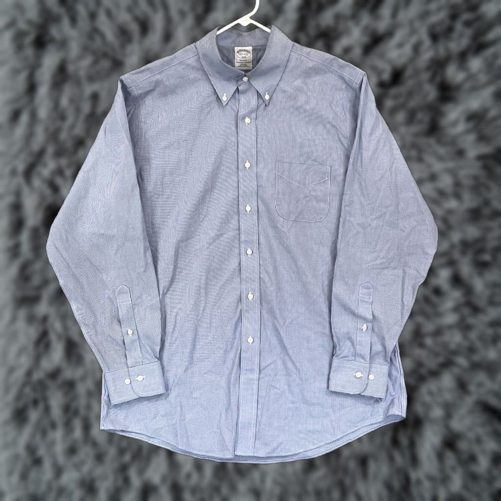 Brooks Brothers Brooks Brothers Shirt Mens 16.5-4/5 Blue Regent Fit Button Houndstooth Pocket Shirt Dress Shirt Mens Blue Houndstooth Brooks Brothers Mens Slim None Size US XL / EU 56 / 4 - 1 Thumbnail