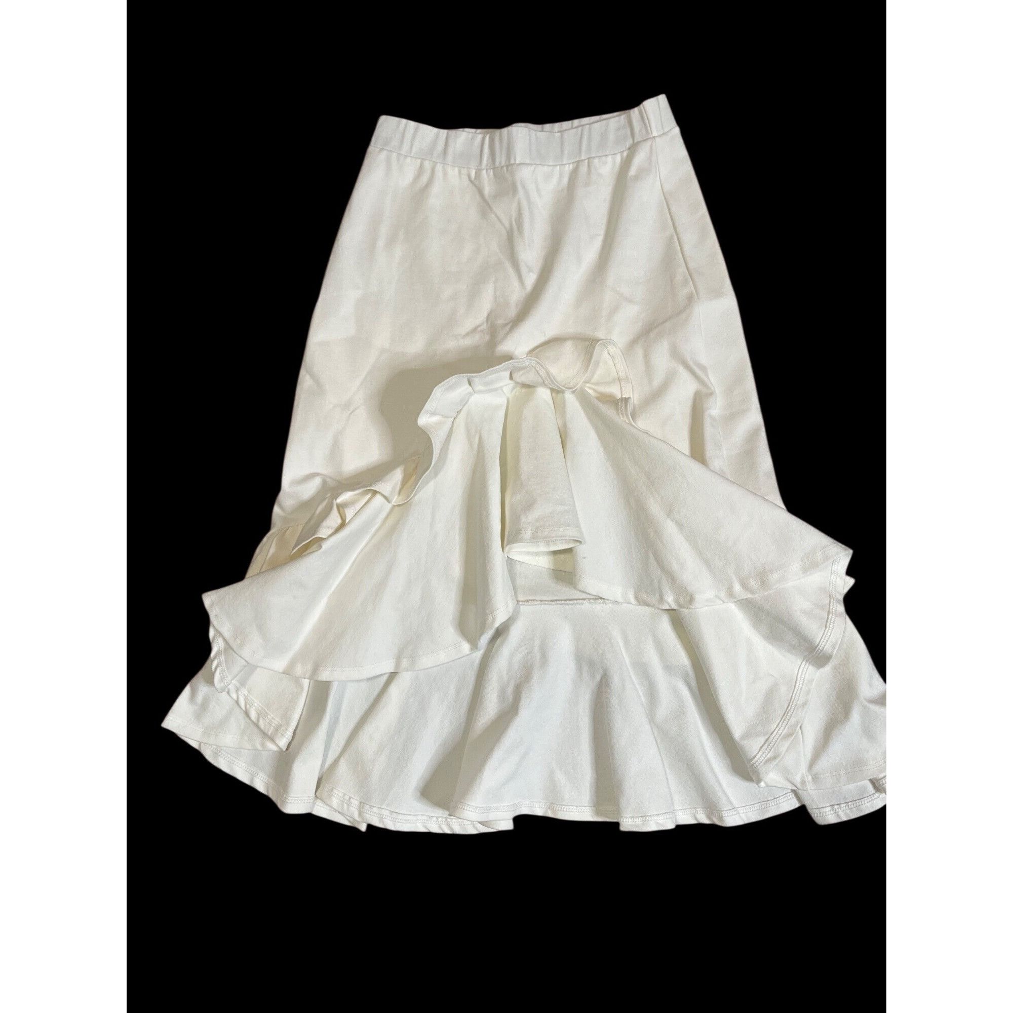 Other Brigitte Brianna Ivory Frill Skirt Womens Small Ruffle Hem H Size 26" / US 2 / IT 38 - 3 Thumbnail