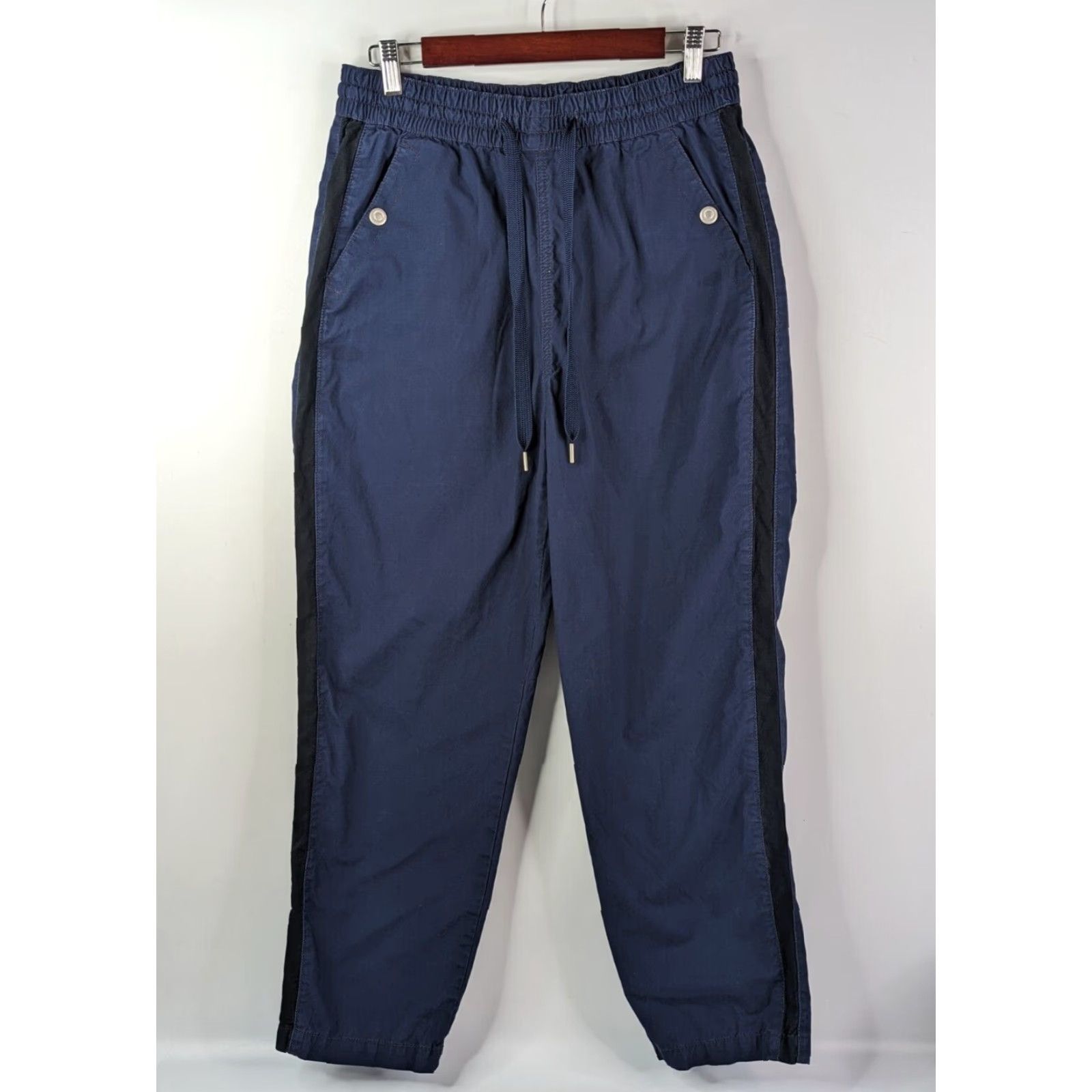 Vintage Maeve Track Pants Women's M Blue Twill Tapered Stripe Pants 운동 Size 32" / US 10 / IT 46 - 2 Thumbnail