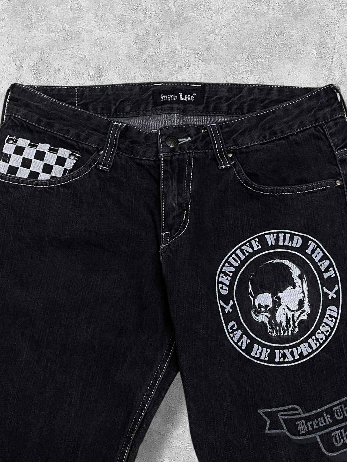 Japanese Brand Og Vintage 1990s Japan Designer Wild Life Skull Punk Denim Size US 31 - 7 Thumbnail