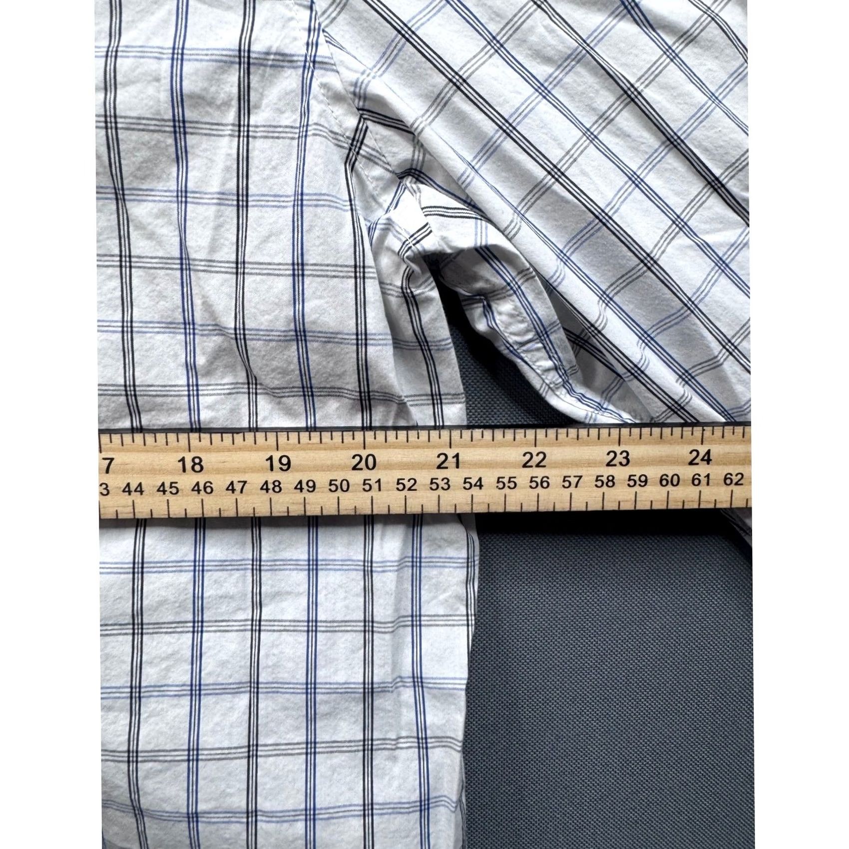 Perry Ellis Perry Ellis Men's L/G Button-Down Shirt Plaid Stretch Wrinkle Resistant Casual Workwear White Cotton Polyester Blend Long Sleeve Button-Up Size US L / EU 52-54 / 3 - 6 Thumbnail