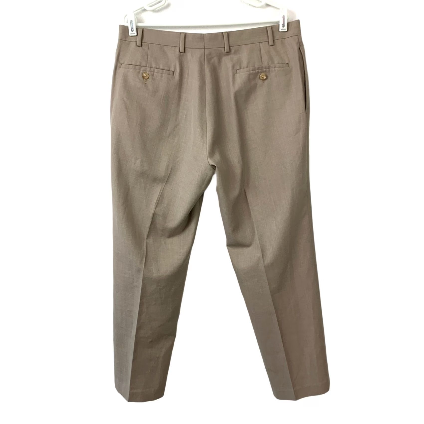 Ralph Lauren Ralph Lauren Men's Tan Flat Front Dress Pants W36 L30 Classic Fit Polyester Blend Pants Mens Tan Solid Dress Pants Classic Fit 36x30 Size US 36 / EU 52 - 4 Thumbnail