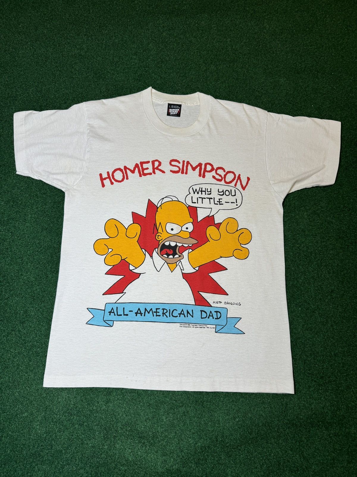Vintage Vintage 90s The Simpsons Homer All American Dad T Shirt Size US M / EU 48-50 / 2 - 1 Thumbnail