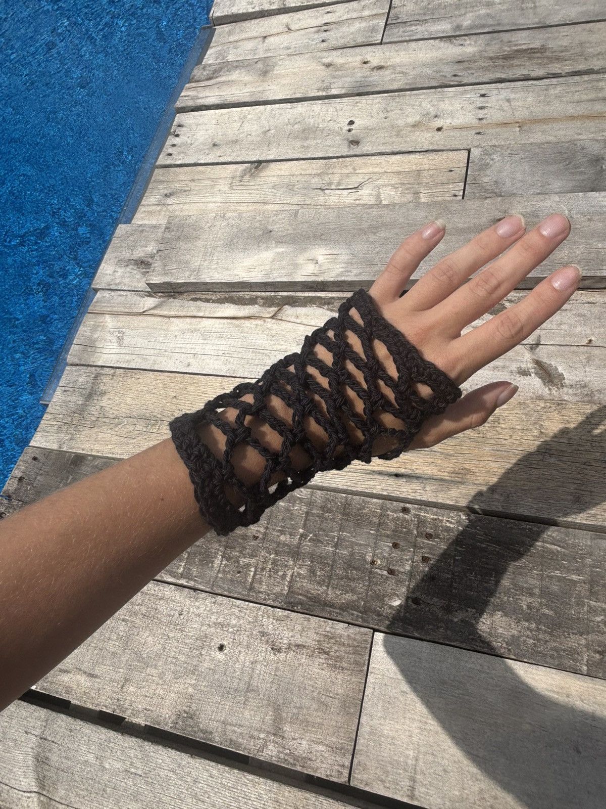 Handmade Crochet Fishnet Fingerless Gloves Size ONE SIZE - 8 Thumbnail
