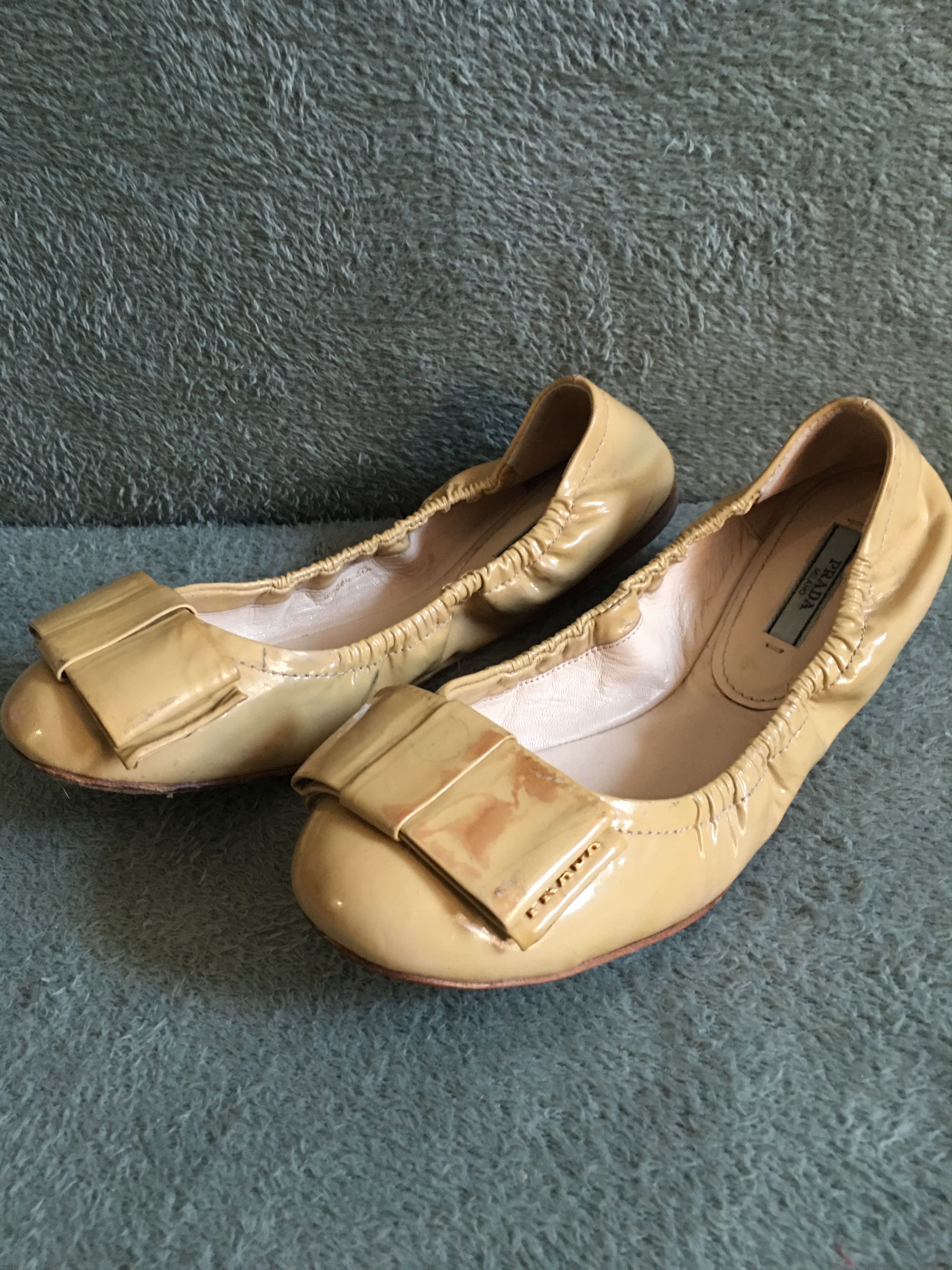 Prada × Vintage PRADA Beige Patent Leather Balets Flats Pumps EU37.5 Size US 7.5 / IT 37.5 - 2 Thumbnail