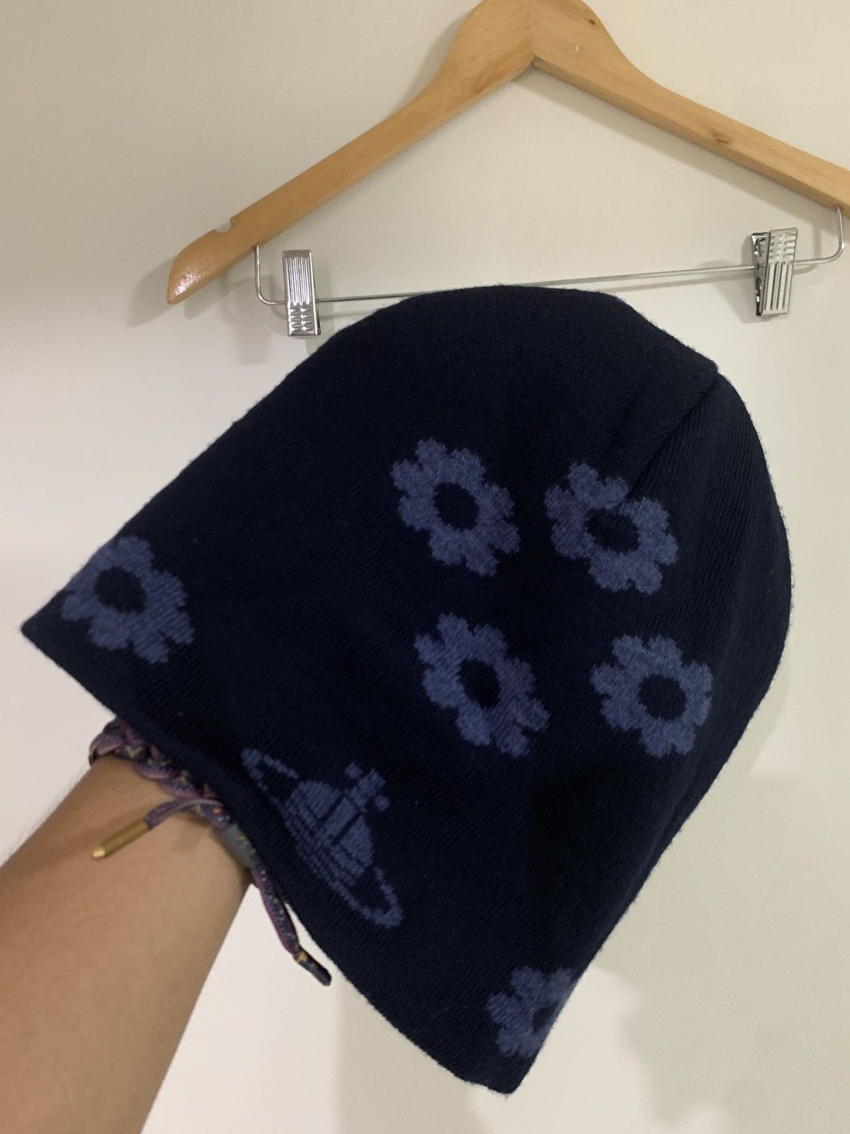 image of Vivienne Westwood Floral Beanie in Blue, Men's