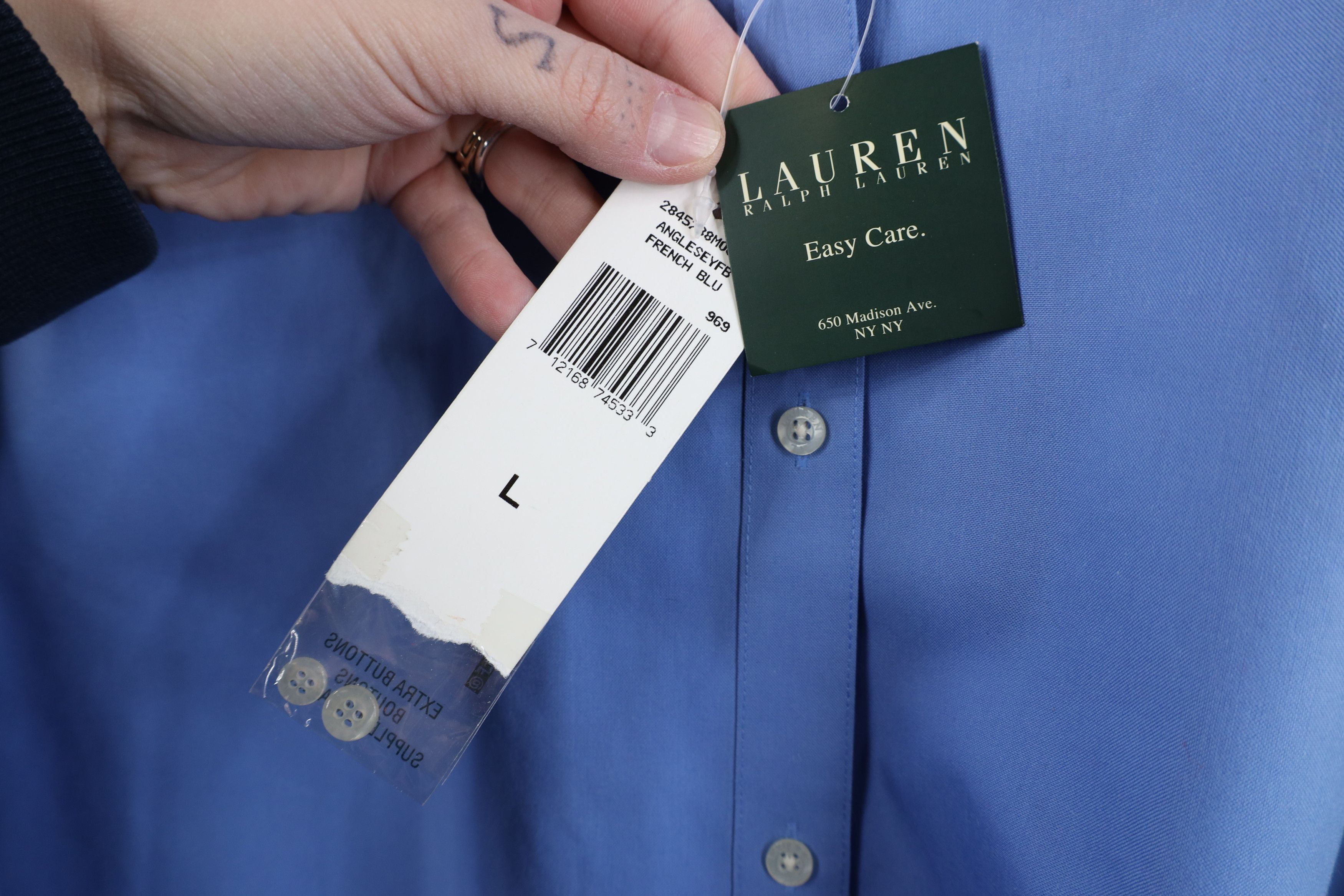 Polo Ralph Lauren Deadstock Vintage 90s Ralph Lauren Button Shirt French Blue Size L / US 10 / IT 46 - 5 Thumbnail