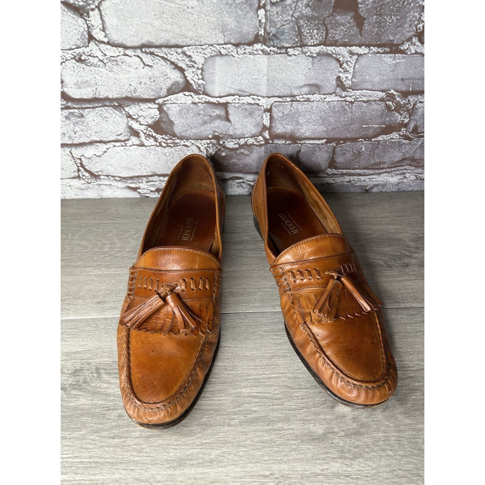 Hanover Hanover Brown Leather Kiltie Tassel VTG Loafers Dress Shoes Size US 10.5 / EU 43-44 - 14 Thumbnail