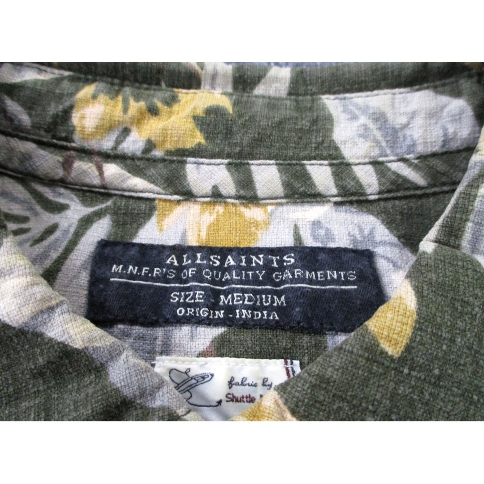 Allsaints AllSaints Shirt Mens M Green Black Floral Heavy Classic Business Preppy Hawaiian Shirt Size US L / EU 52-54 / 3 - 6 Thumbnail