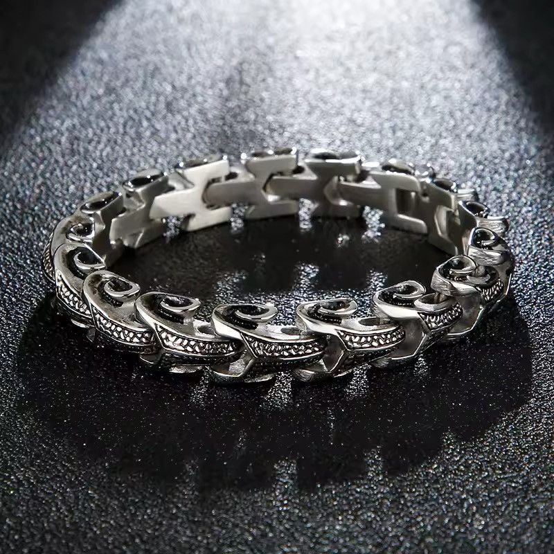 Other Silver Stainless Steel Dragon Grain Wrap Bracelets Size ONE SIZE - 3 Thumbnail