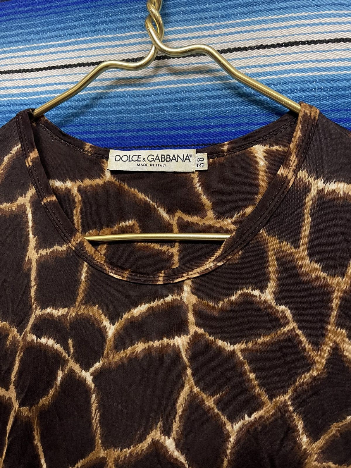 Dolce & Gabbana × Vintage Vintage 90s DOLCE & GABBANA Giraffe Pattern Stretch Shirt Size XS / US 0-2 / IT 36-38 - 5 Thumbnail