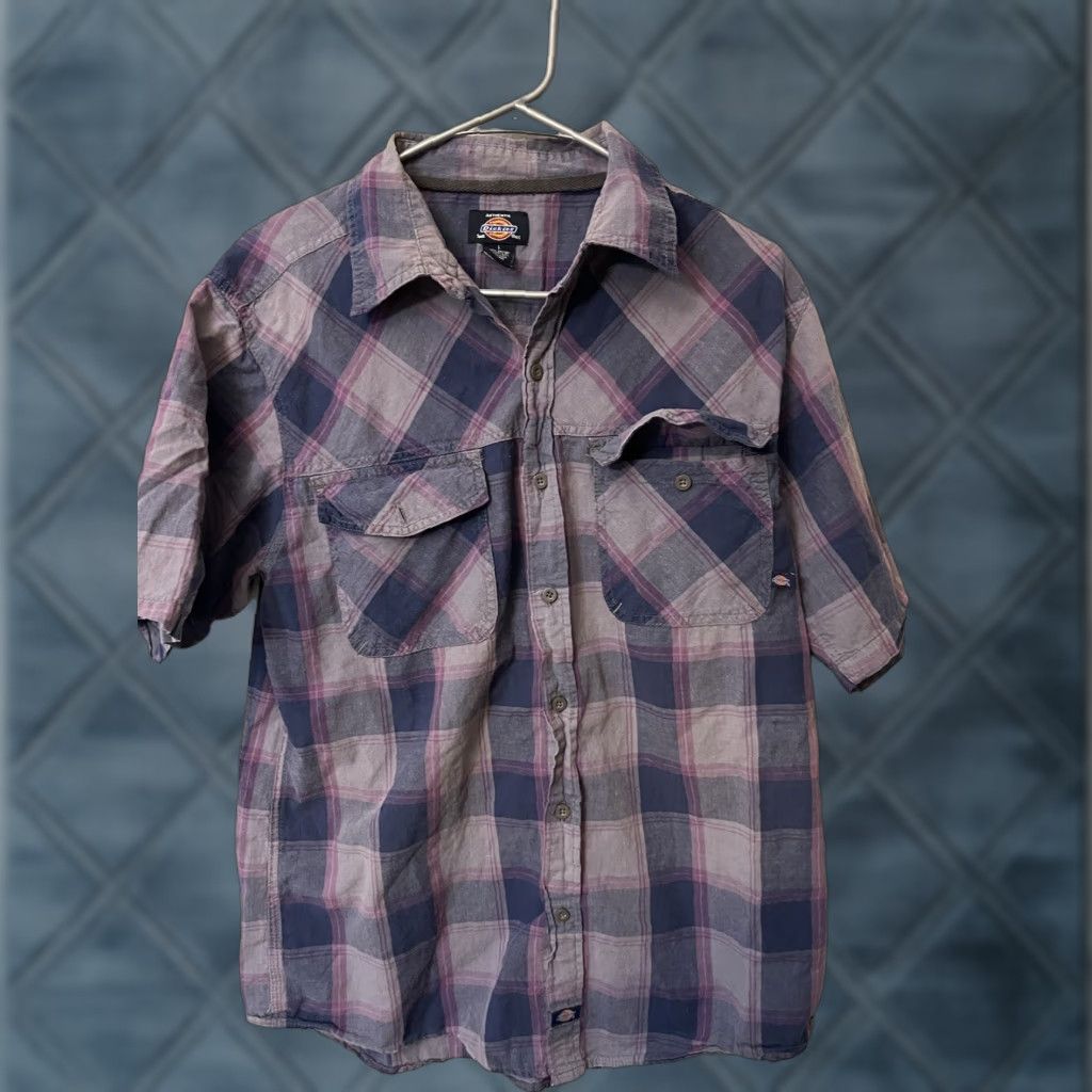 Dickies Dickies Men’s Short Sleeve Western Shirt Large Purple Plaid Button-Up Casual Cotton, Regular Fit, Pockets, Western Theme, Size L, Men Size US L / EU 52-54 / 3 - 1 Thumbnail
