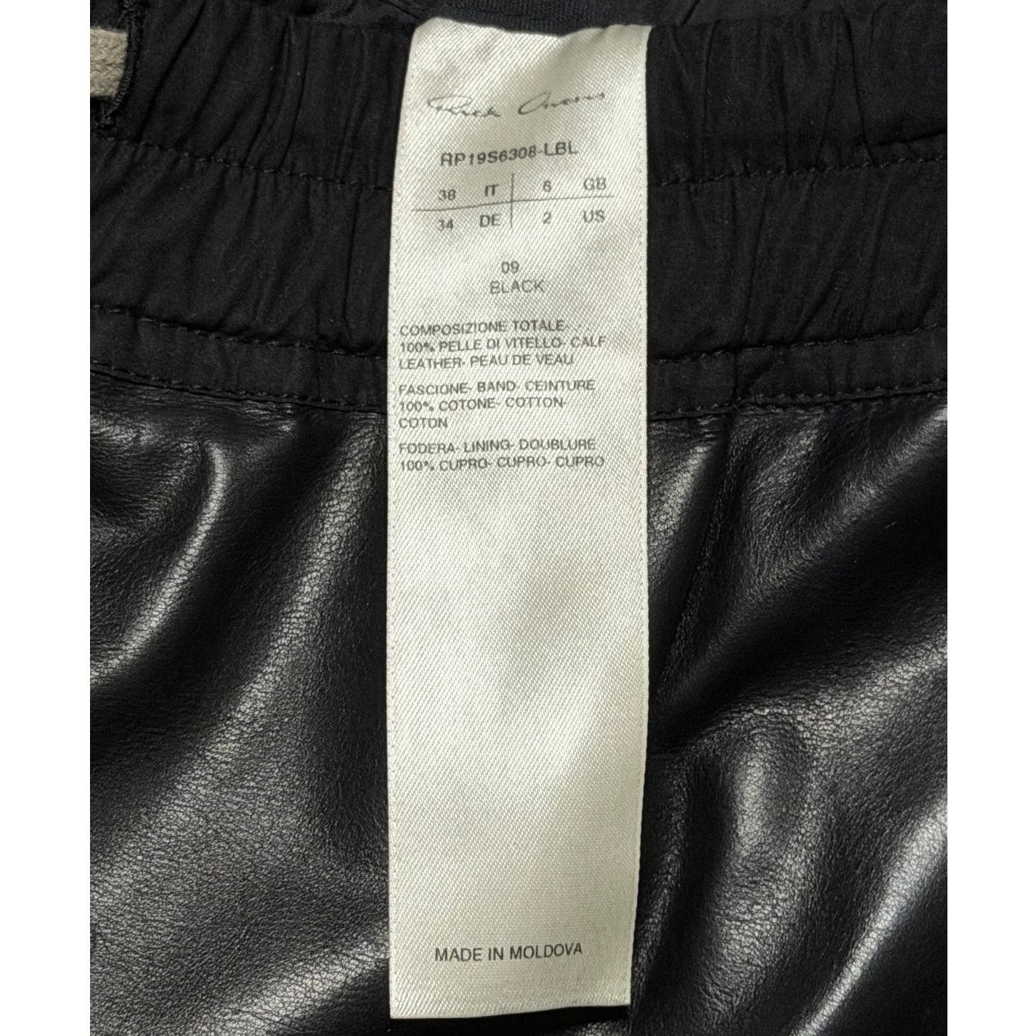 Rick Owens SS19 Babel Dropped Crotch Black Polished Calfskin Pants US 2 Size 26" / US 2 / IT 38 - 9 Thumbnail