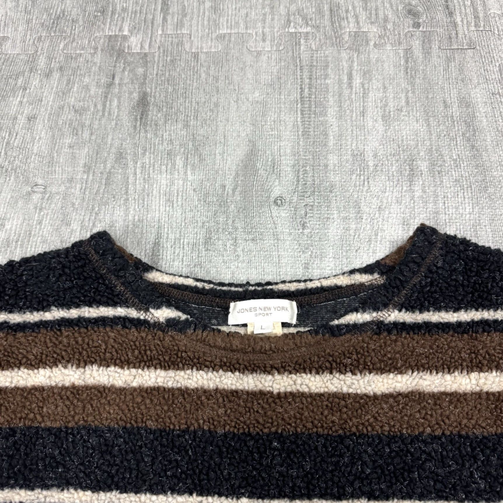 Jones New York VTG Jones New York Sport Pullover Crewneck Fleece Striped Sweater L Women Multicolor/Pattern Striped Retro Hipster City Classic USA Size L / US 10 / IT 46 - 2 Thumbnail