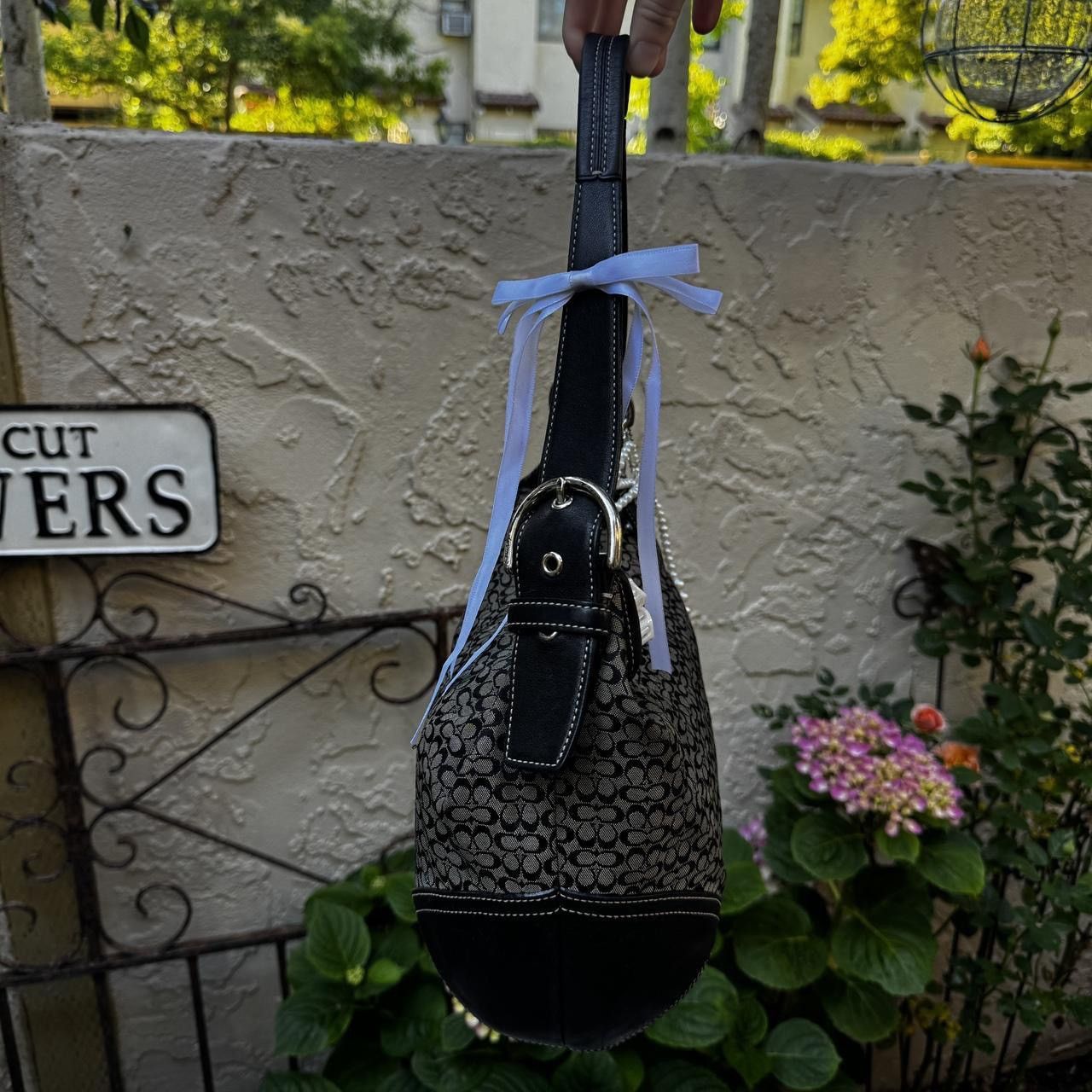 Coach Y2K Black Coach Monogramed Slouchy Hobo Bag Size ONE SIZE - 4 Thumbnail