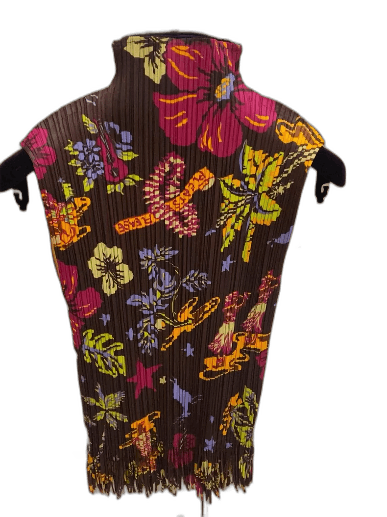Issey Miyake Floral Pattern High Neck Sleeveless Top Size US M / EU 48-50 / 2 - 1 Thumbnail