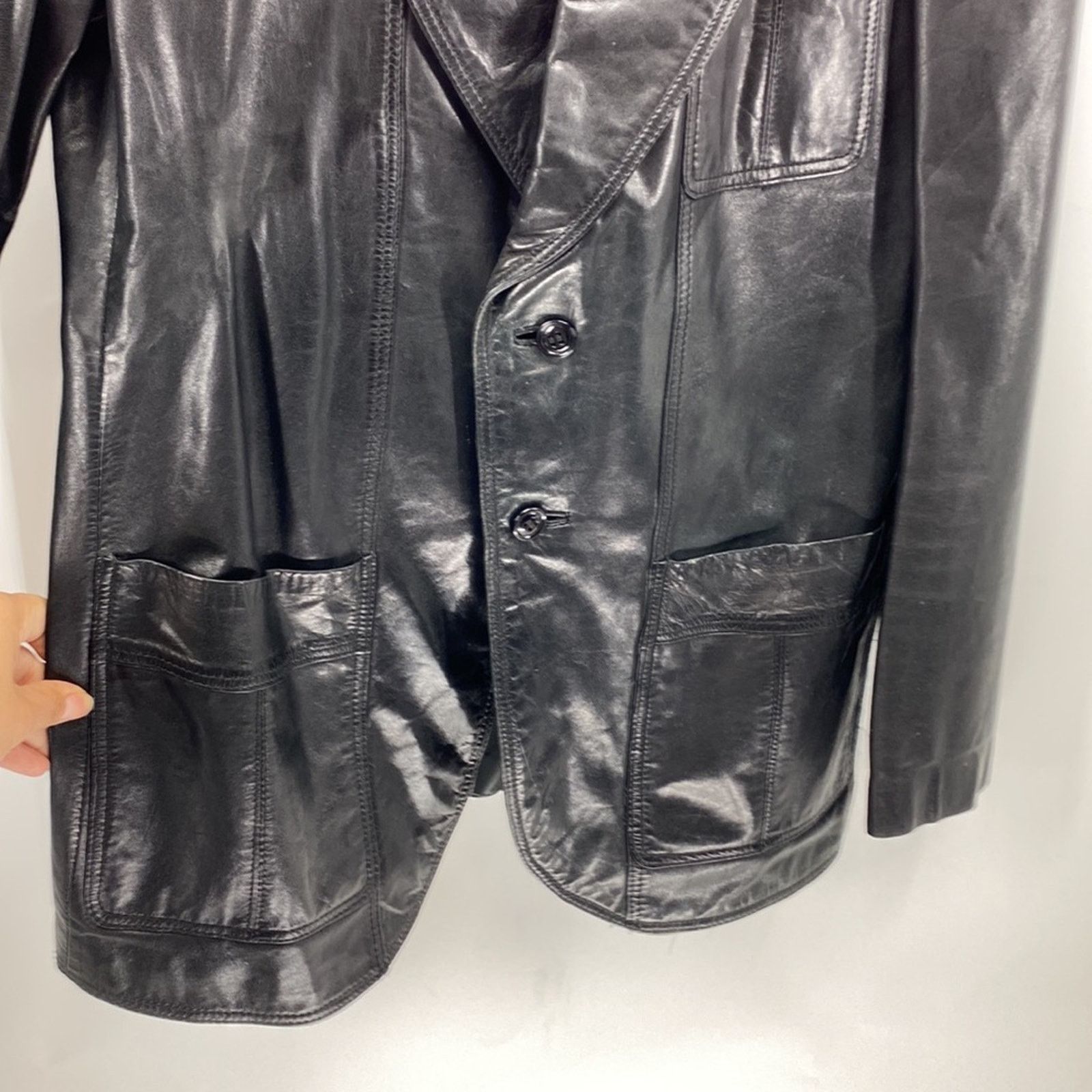 Vintage Vintage AB Flip Holm black leather double breasted jacket Size M / US 6-8 / IT 42-44 - 3 Thumbnail