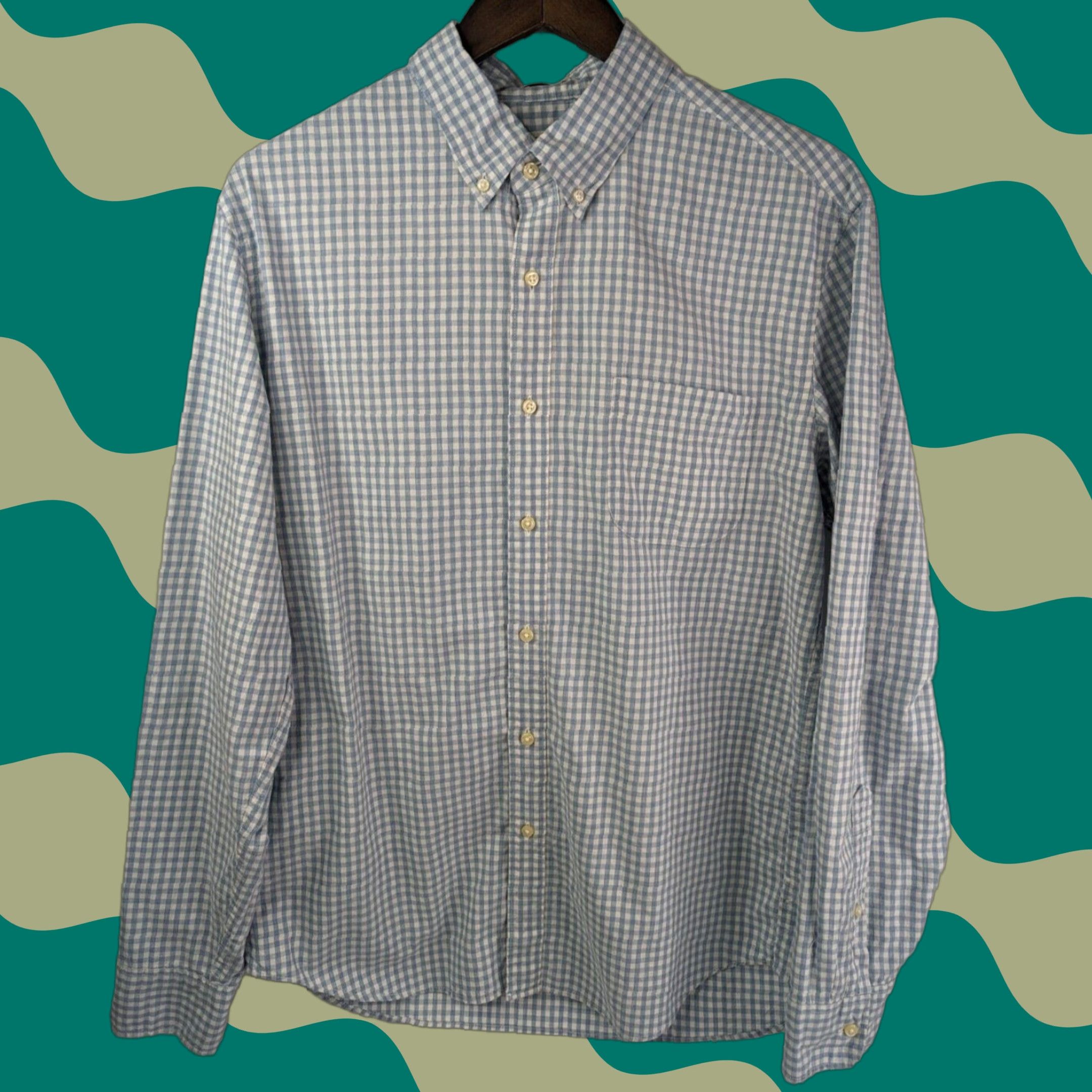 J.Crew J.CREW Button-Down Shirt Men L Blue Cotton Plaid Gingham/Checkered 100% Cotton Classic Fit Casual Workwear Size US L / EU 52-54 / 3 - 1 Thumbnail