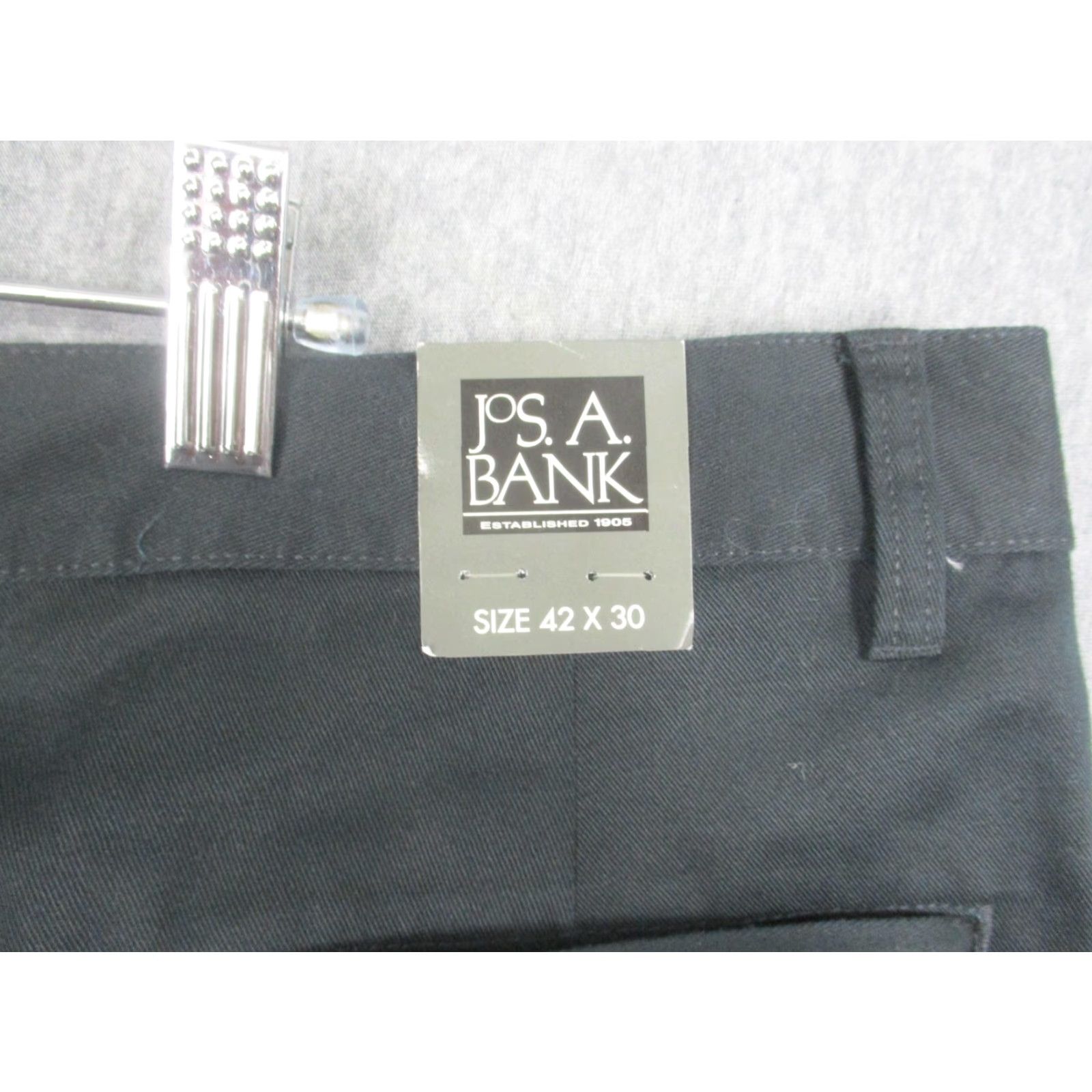 Jos. A. Bank Jos. A. Bank Pants Mens 42x30 Black Cotton Pleated Chino Classic Fit Dress Size US 42 / EU 58 - 6 Thumbnail