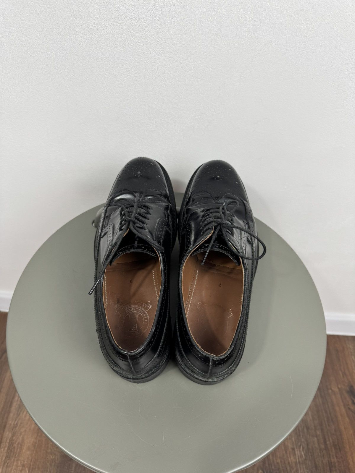 Other Vintage Black Leather Wingtip Brogue Oxford Shoes US 7 EU 40 Size US 7 / EU 40 - 16 Thumbnail