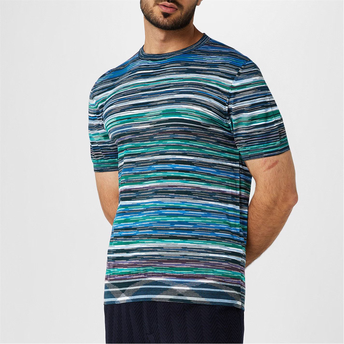 Missoni o1g2r1mq0426 Striped Crew T-Shirt in Multicolor Size US XL / EU 56 / 4 - 2 Thumbnail
