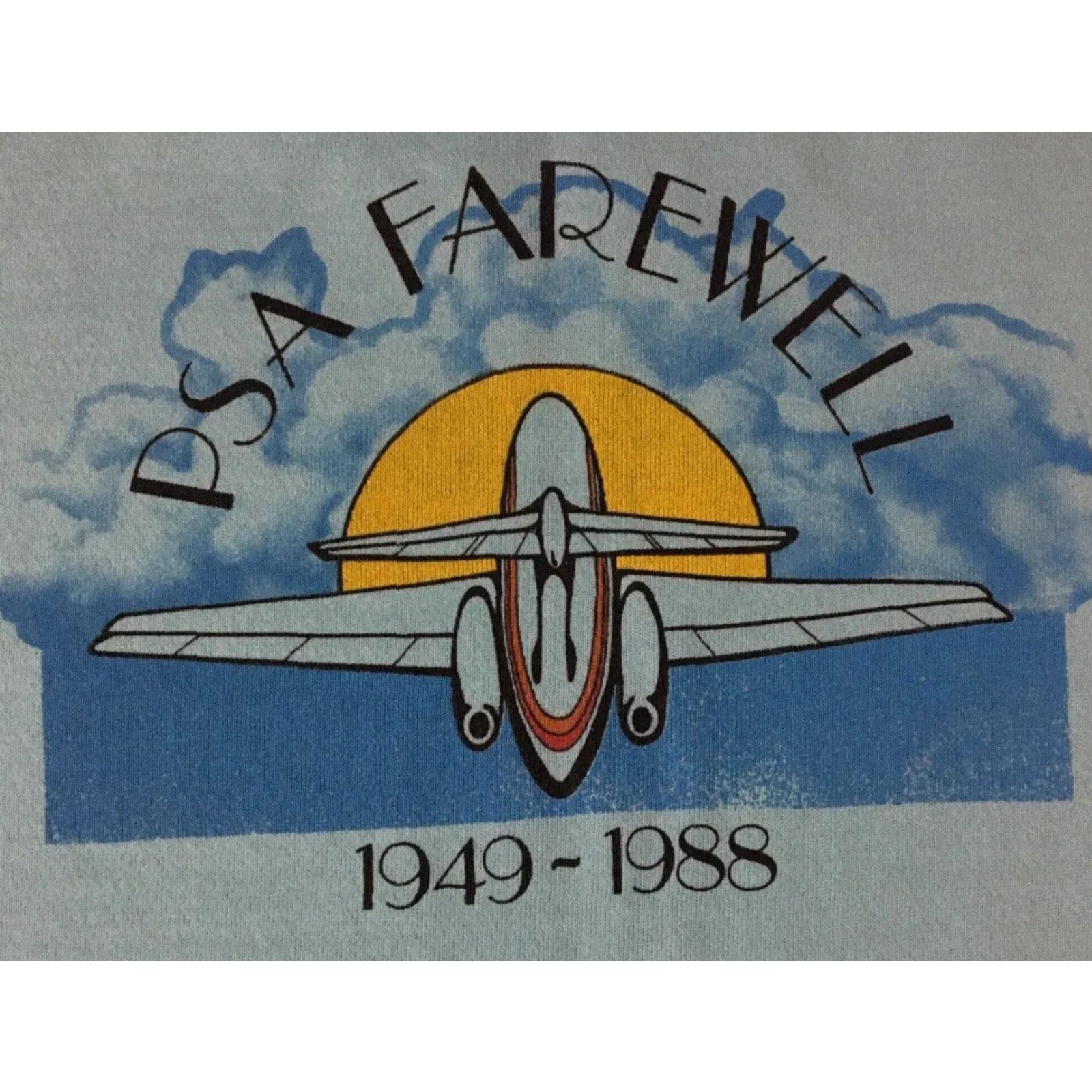 Vintage VINTAGE PSA Farewell Pacific Southwest Airlines Faded Sweatshirt Blue Small USA 80s 90s Grunge Air force Men Sweatshirt Pullover Shirt Size US S / EU 44-46 / 1 - 3 Thumbnail