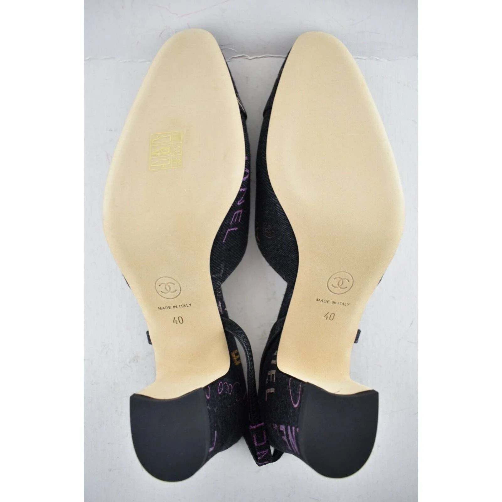 Chanel Mademoiselle Coco Sling CC Black Slingback Sandal Heel 40 Size US 10 / IT 40 - 12 Thumbnail