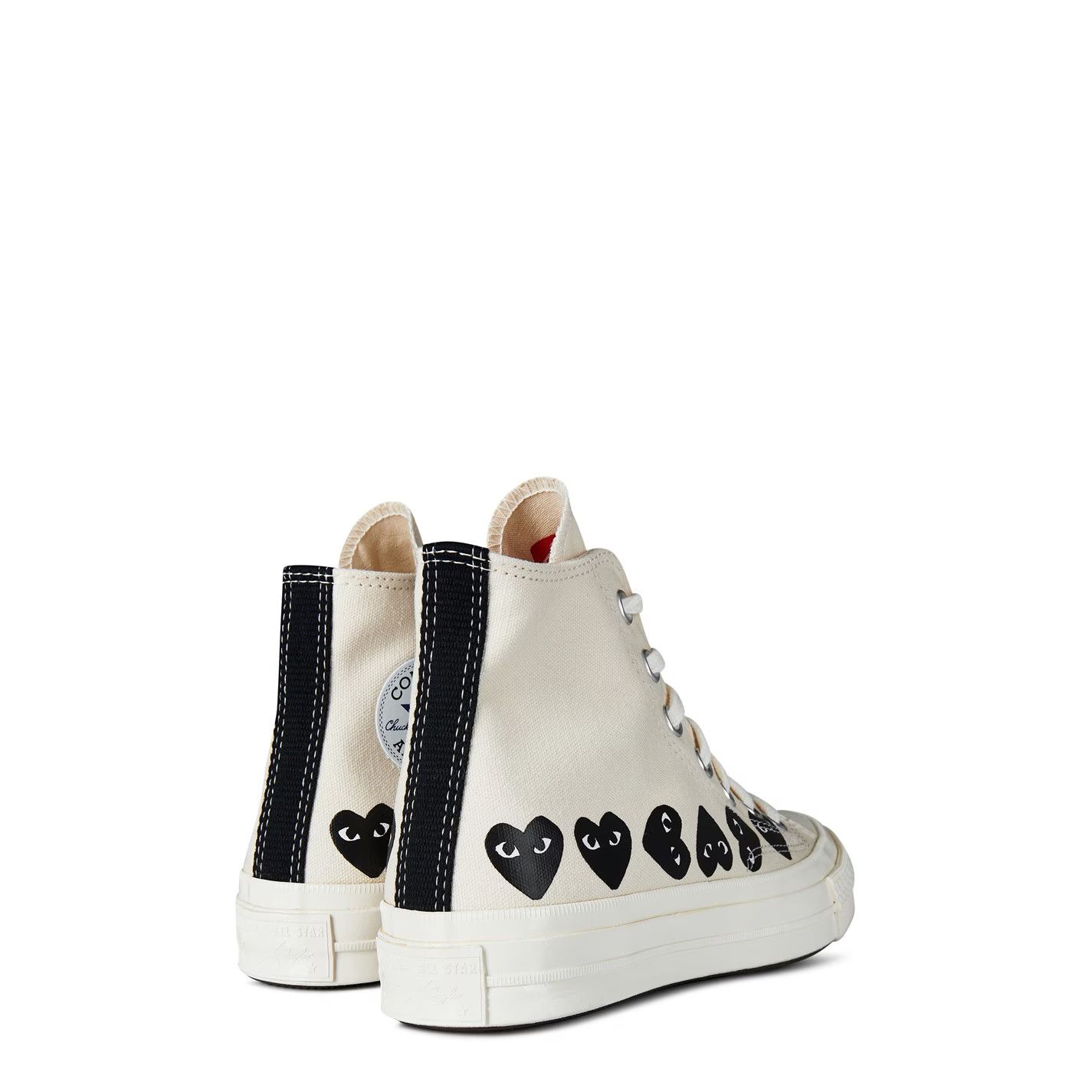 Comme des Garcons PLAY o1g2r1mq0426 Multi Heart High Top Trainers in Ivory Size US 12 / EU 45 - 5 Thumbnail