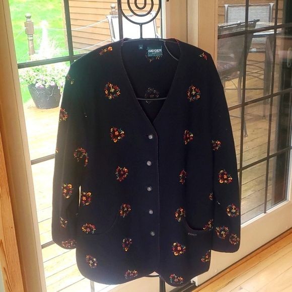 Vintage Geiger Austria Sz. 40 M L Embroidered Art 100% Boiled Navy B Size XL / US 12-14 / IT 48-50 - 2 Thumbnail