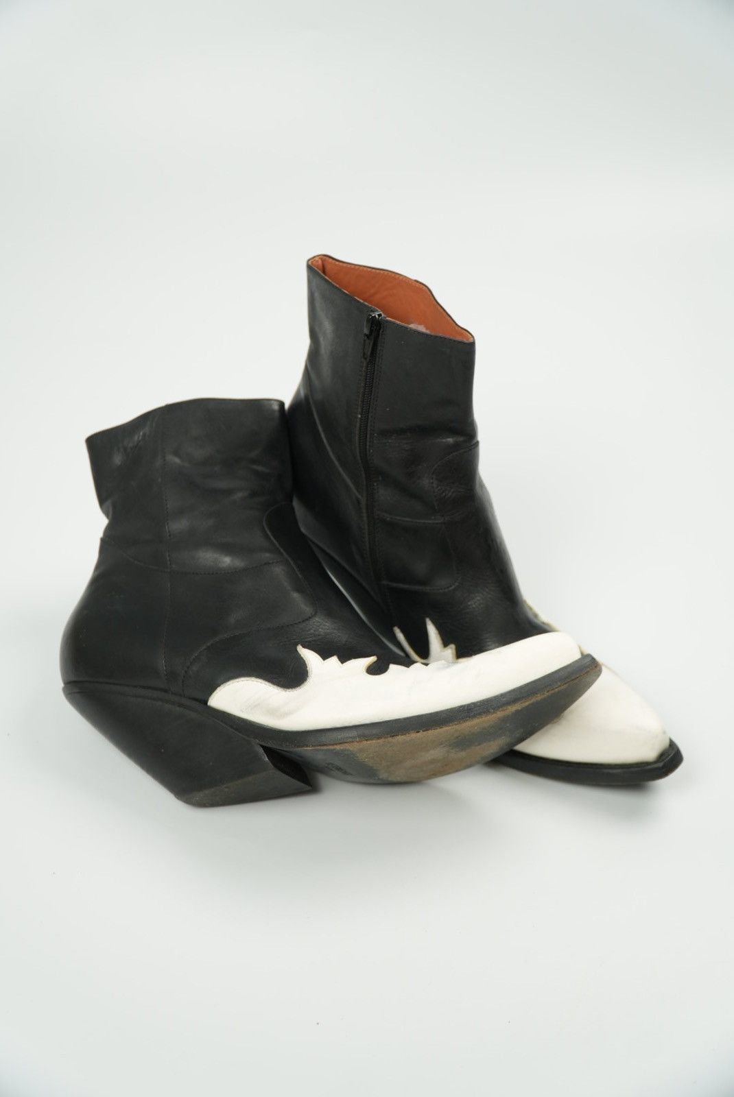 Vetements Vetements Black/White Flame Wedge Leather Texan Ankle Boots Size US 9 / IT 39 - 6 Thumbnail